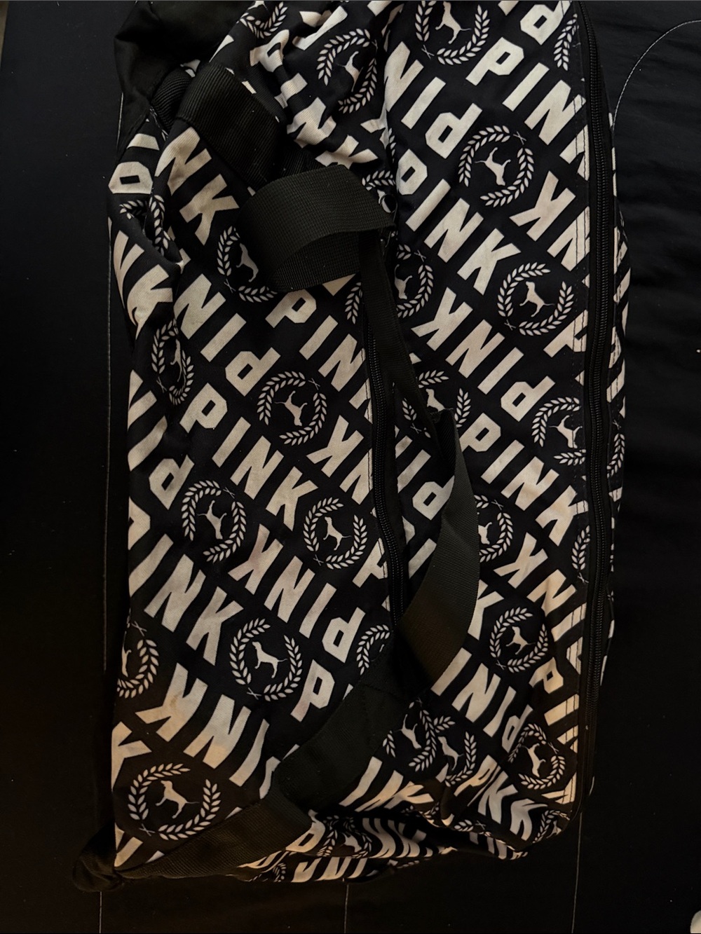 PINK Victoria's Secret Black and White Logo Travel Duffel